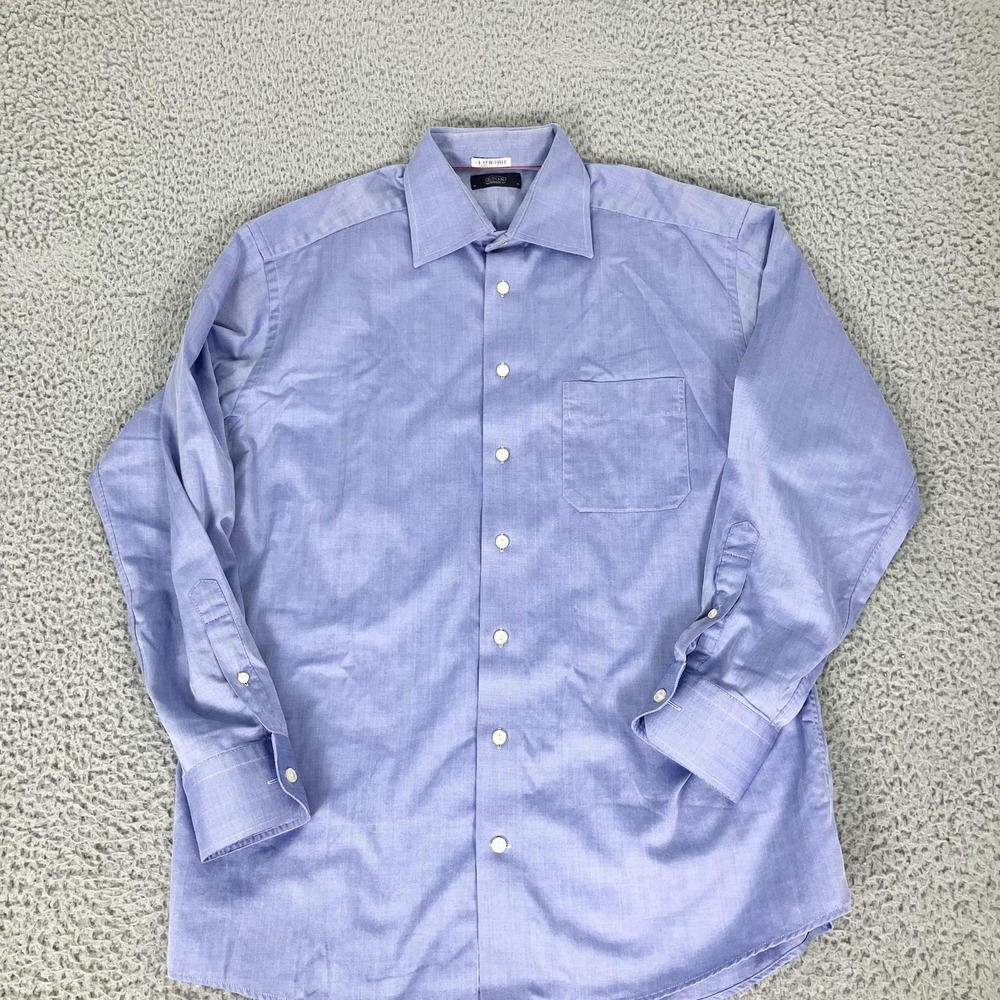 Eton Shirt Mens 16 41 Blue Herringbone Spread Collar Dress Long Sleeve Cotton - Picture 2 of 7